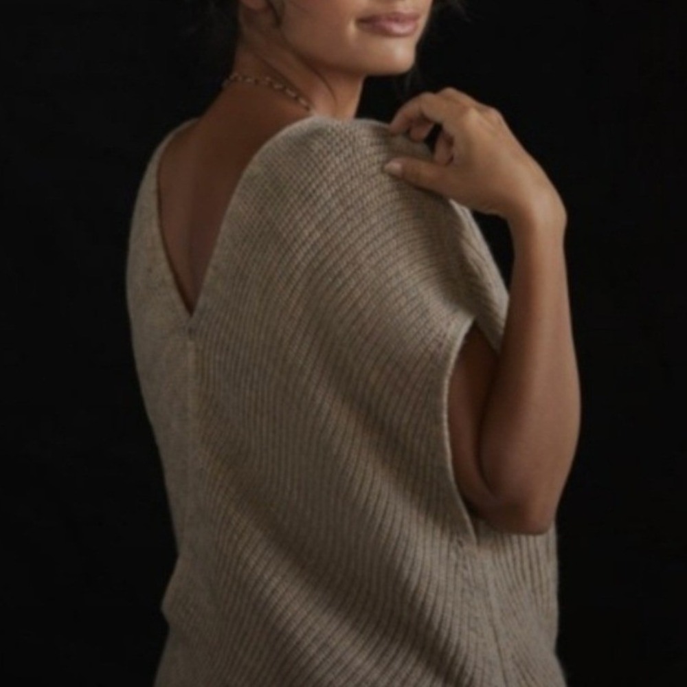 By Anthropologie Twist-Front Sweater Set Grey Gris 2-Piece Tank Pullover XS NWT - Picture 4 of 7